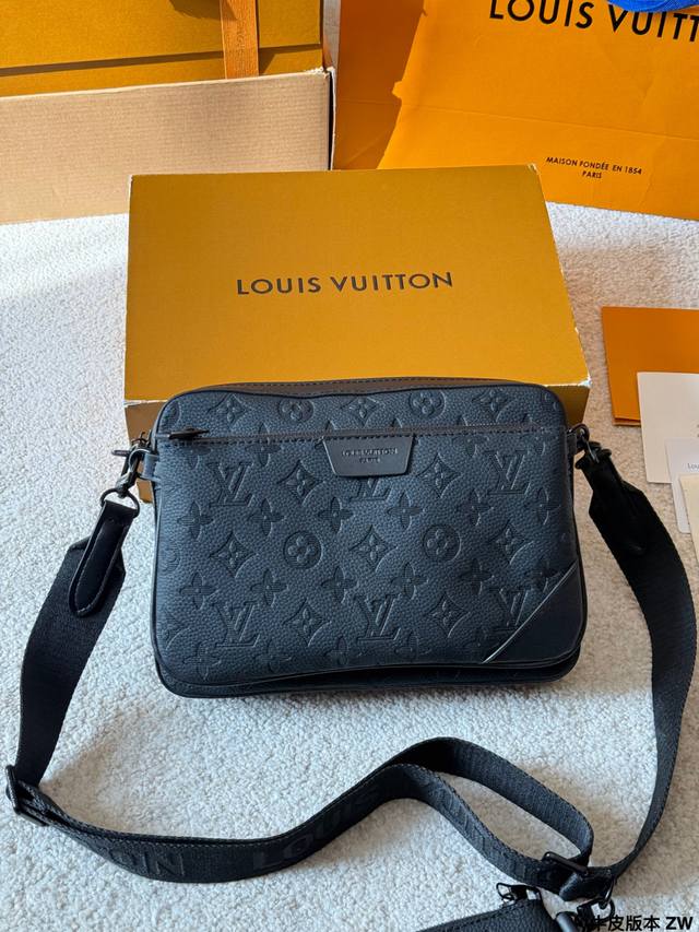 LV Trio 3-in-1 Messenger Bag (M46602) is made of Monogram Shadow embossed cowhi