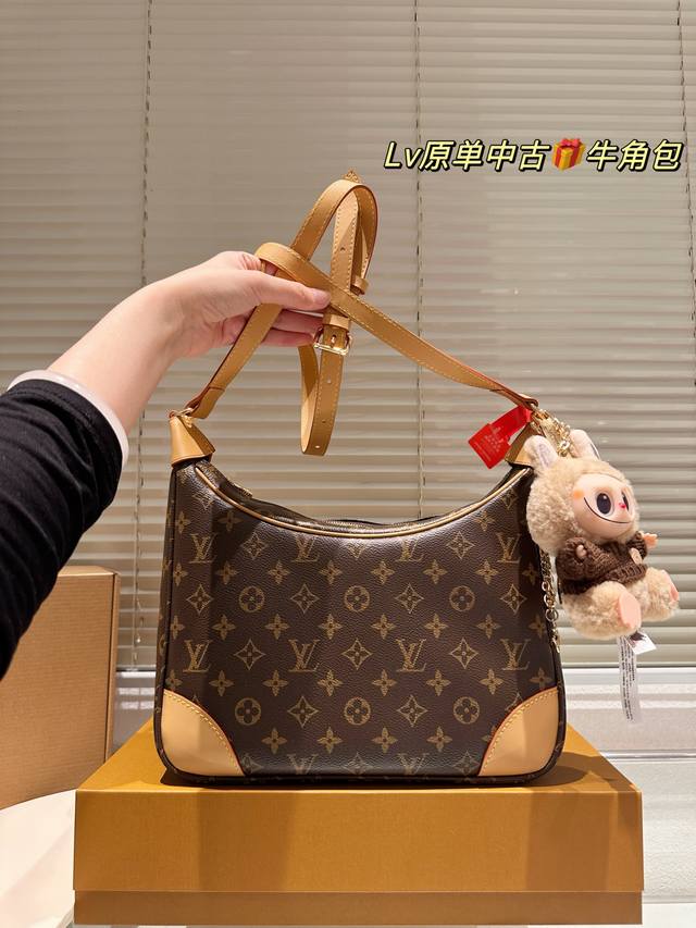 Full packaging size 31*25 LV vintage horn bag Classic Monogram canvas with leath
