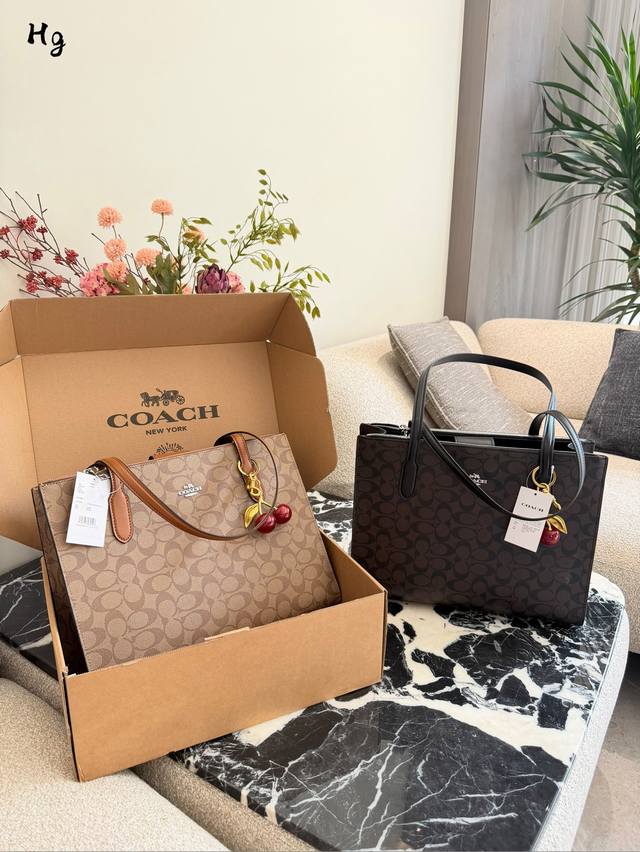 Coach Classic Monogram Fiona Tote Bag. This Coach Fiona tote bag features brown