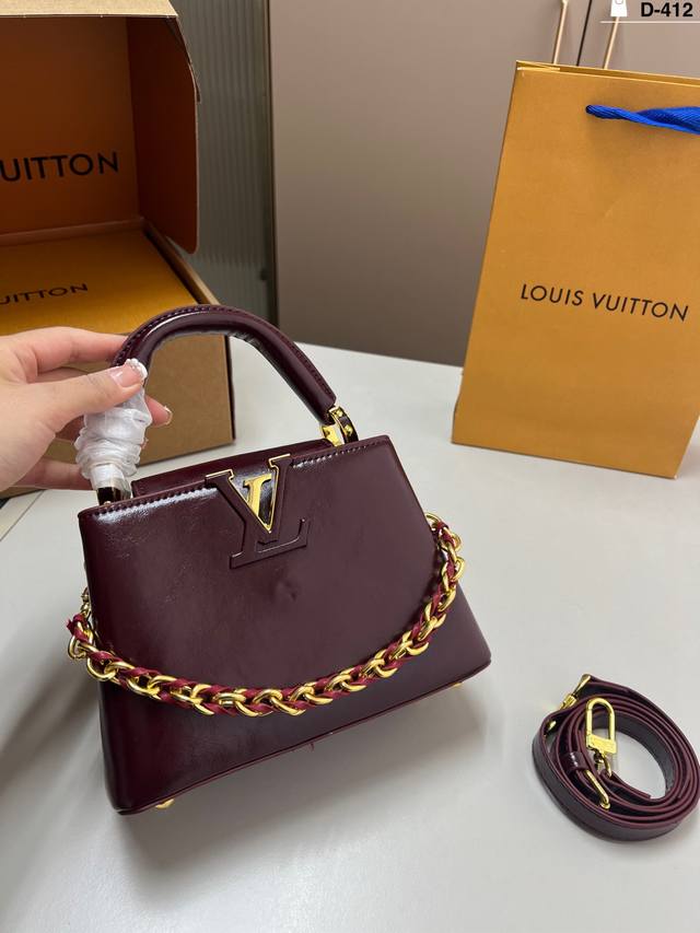 LV Capucines handbag A must-have for a queenly style. Reasonable size, good capa