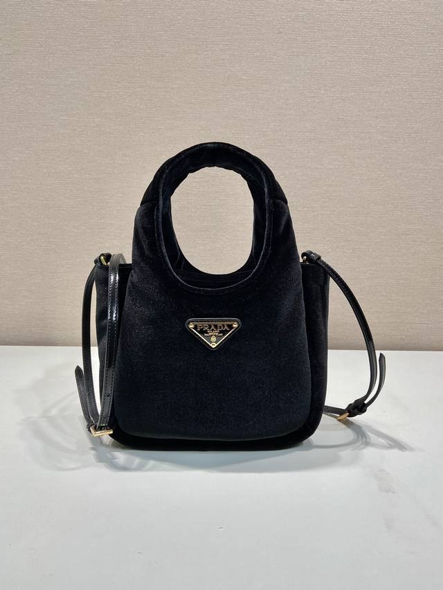Velvet Bucket Bag 1Ba410 This velvet mini handbag has a soft silhouette and smo