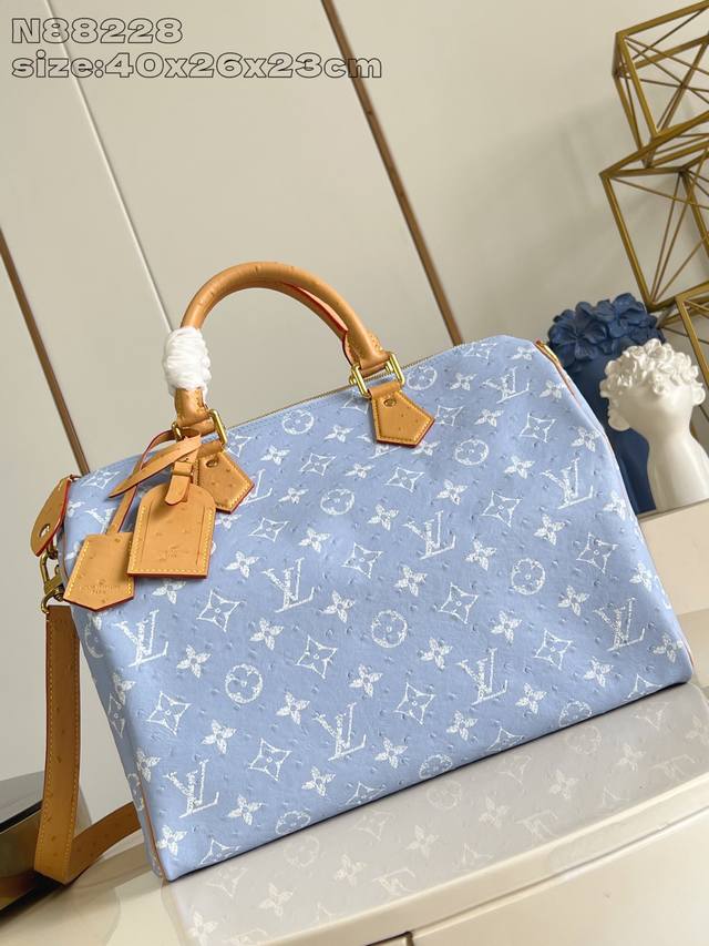 Factory Price p Top-Tier Original N88228 Ostrich Pattern Light Blue Speedy Band