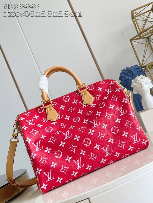 Factory Price p Top-Tier Original N88228 Ostrich Pattern Red Speedy Bandouli