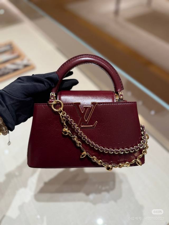 M25473 Burgundy Oil-Waxed Leather Authentic Product Image Chain Full Leather Cap