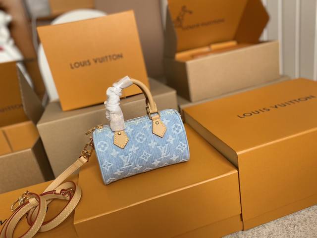 Top-tier original M11212 Light blue Nano Speedy handbag with Nxp chip sensor and