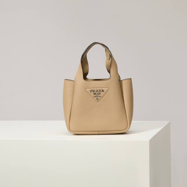 Premium Original 2025 Newest Mini Basket Tote Bag 1Ba349 Silver Buckle Tea Nude