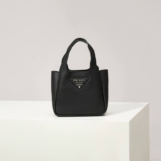 Premium Original 2025 Newest Mini Basket Tote Bag 1Ba349 Silver Buckle Black Th