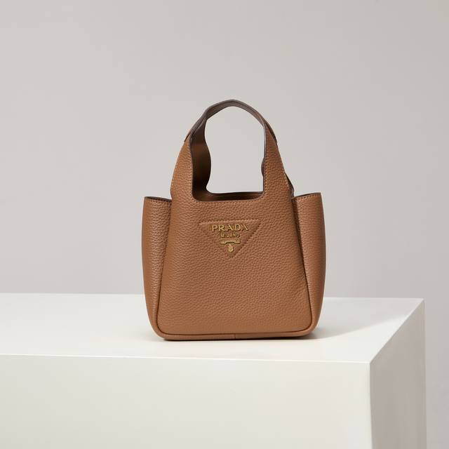 Premium Original 2025 Newest Mini Basket Tote Bag 1Ba349 with Gold Buckle Caram