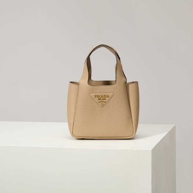 Premium Original 2025 Newest Mini Basket Tote Bag 1Ba349 Gold Buckle Tea Nude.