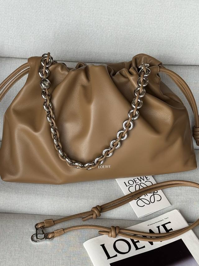 Original Leather New Soft Lambskin Mocha *1776 Large Leather Flamenco Purse The