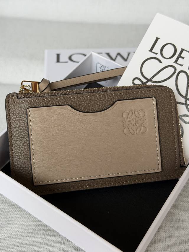 Original Leather Loewe Card Holder A1, Grey, Full Packaging, Size 13-7.5cm