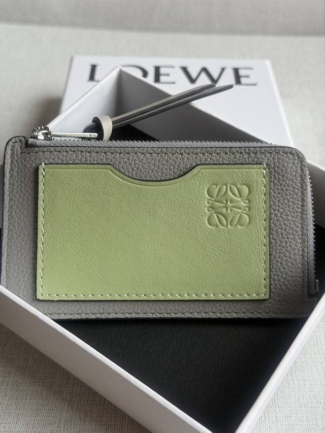 Original Leather Loewe Cardholder, Light Grey-Green, Comes with Packaging, Size
