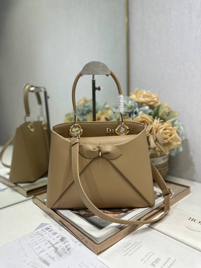 Authentic Dior 2026 Spring/Summer New Arrival# Bow Handbag in Apricot The newly