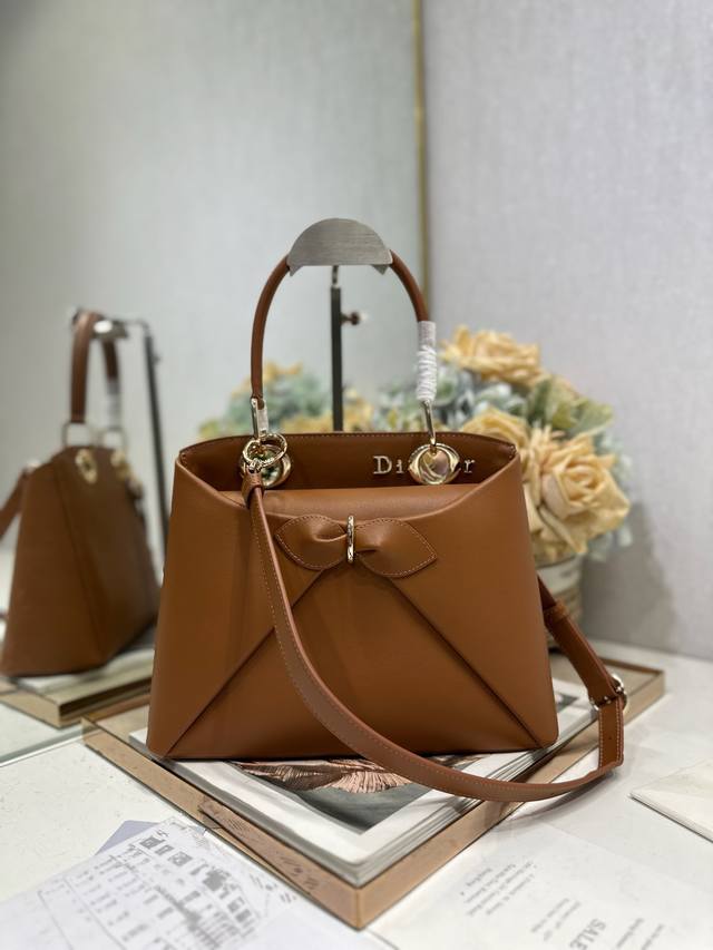 Authentic Dior 2026 Spring/Summer New Arrival# Bow Handbag, Brown A newly design