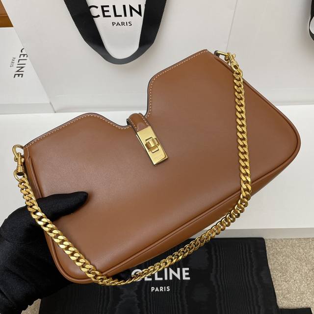 Authentic Camille 16 Soft Shoulder Bag, Cow Leather, Sheepskin Lining, Gold-ton