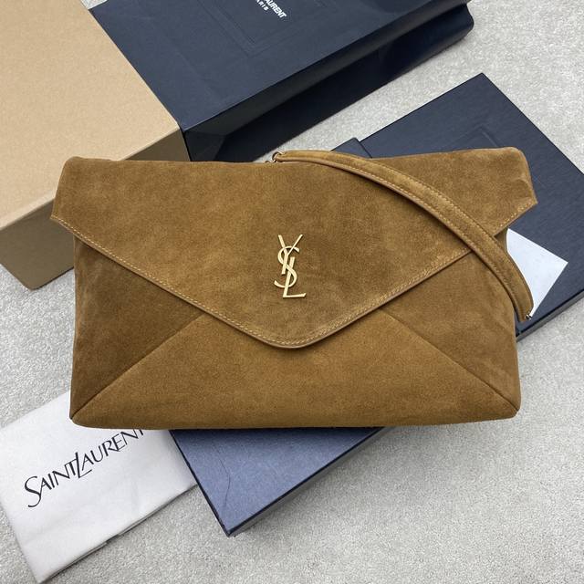 Original Leather Caramel Matte Gold YSL's new Envelope oversized envelope bag is