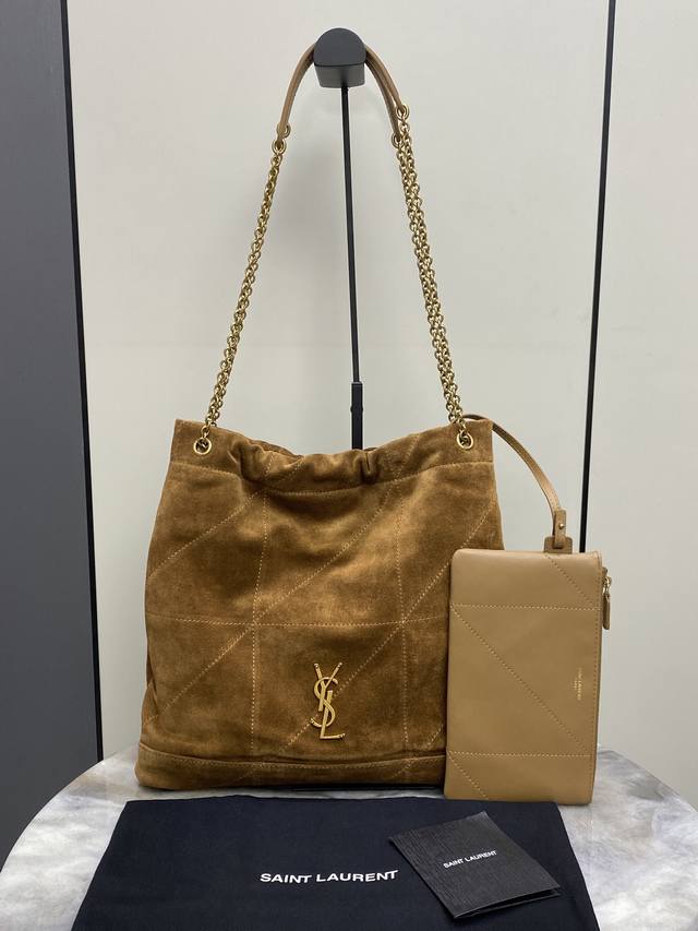 Original Leather Matte Brown Gold Pochon_New Super Cute "Trash Bag" Bag A brand