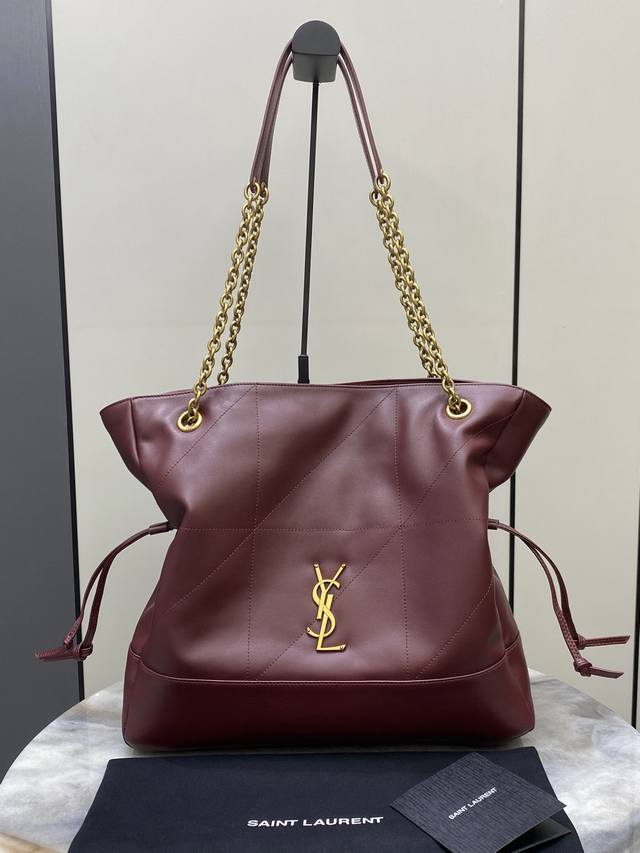 Original Leather Maroon Lambskin Antique Gold Newly Upgraded YSL Jamie 4.3 Large