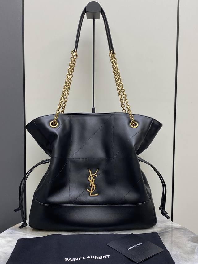 Original Leather Large Black Lambskin Gold Newly Upgraded YSL Jamie 4.3 Large Po