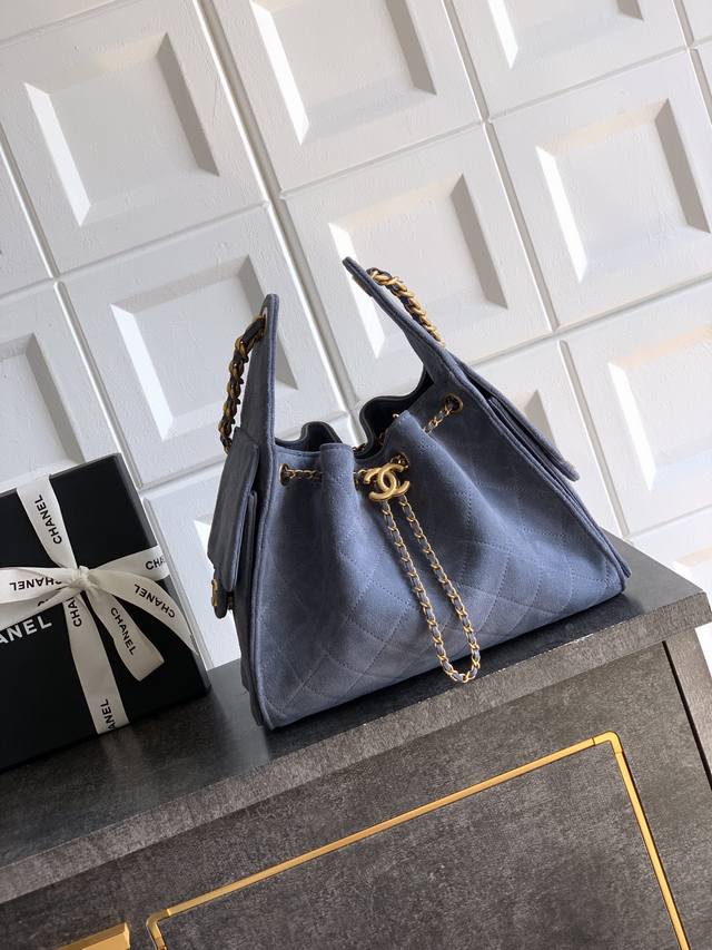 Light Blue Ohanel 25K Bucket Drawstring Bag! A new cutie in the Chanel collecti