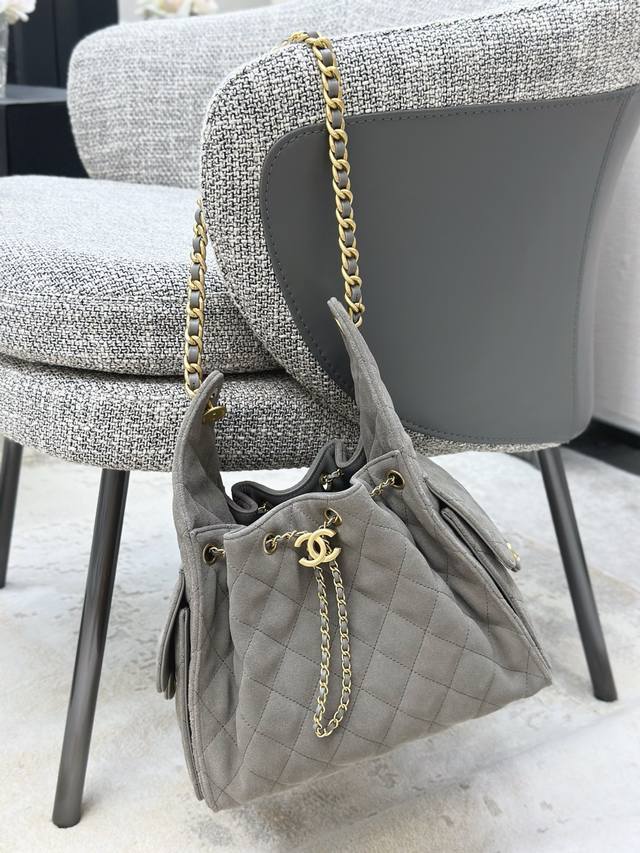 Original Leather, Real Photos New Suede Hippie Bag Open top, drawstring, pockets