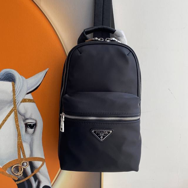 Latest men's backpack, latest style chest bag, made of imported Saffiano leathe