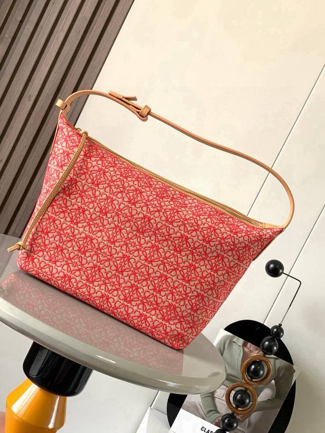 Anagram Jacquard Fabric and Cowhide Leather Cubi Handbag Large Lunch Bag~Cubi lu