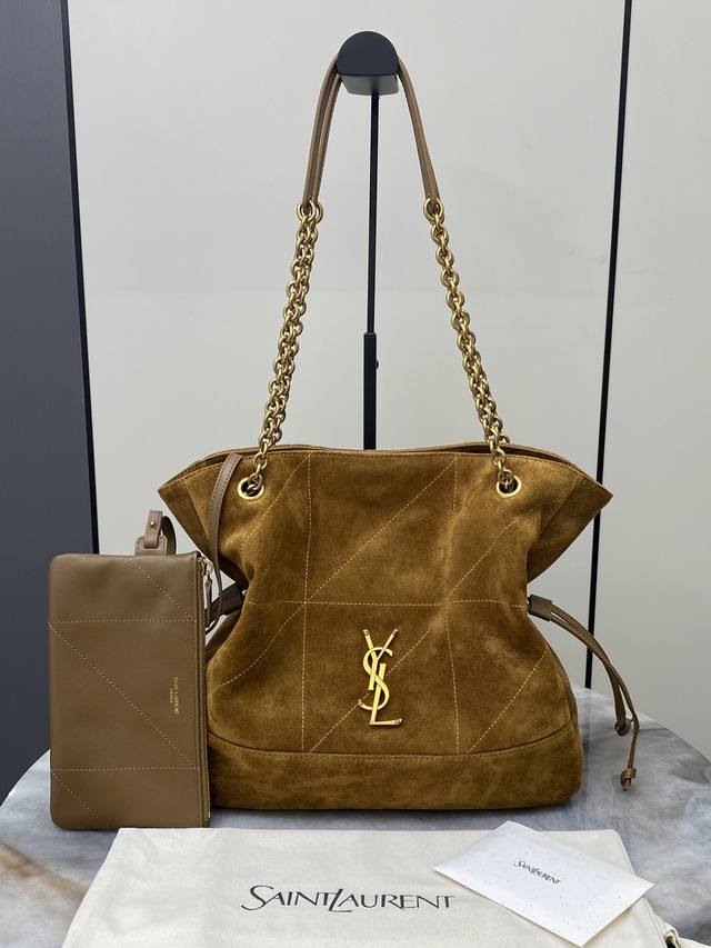 Original Leather Matte Caramel Antique Gold YSL New Small Jamie 4.3 Large Pochon