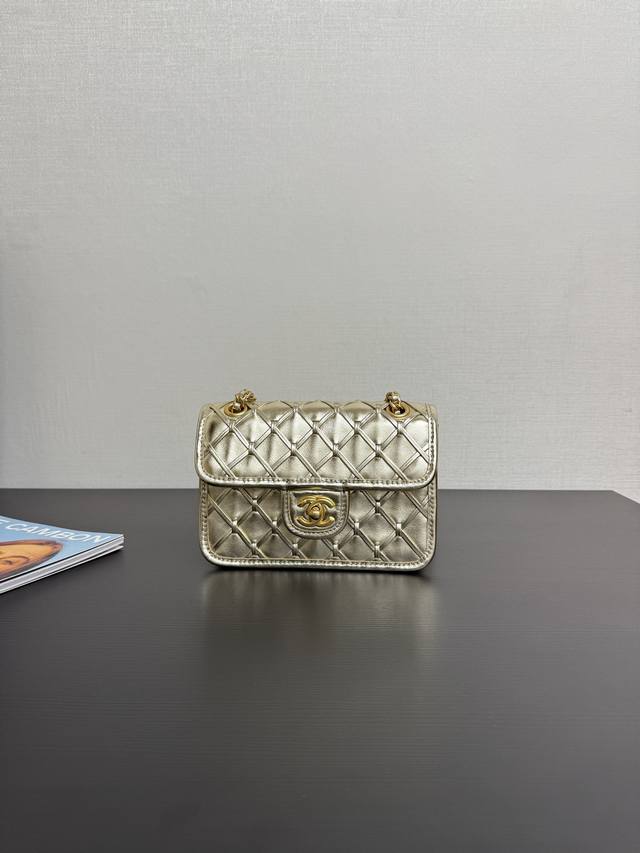 Original leather, in stock, 25S Spring/Summer collection, silver woven mini bag