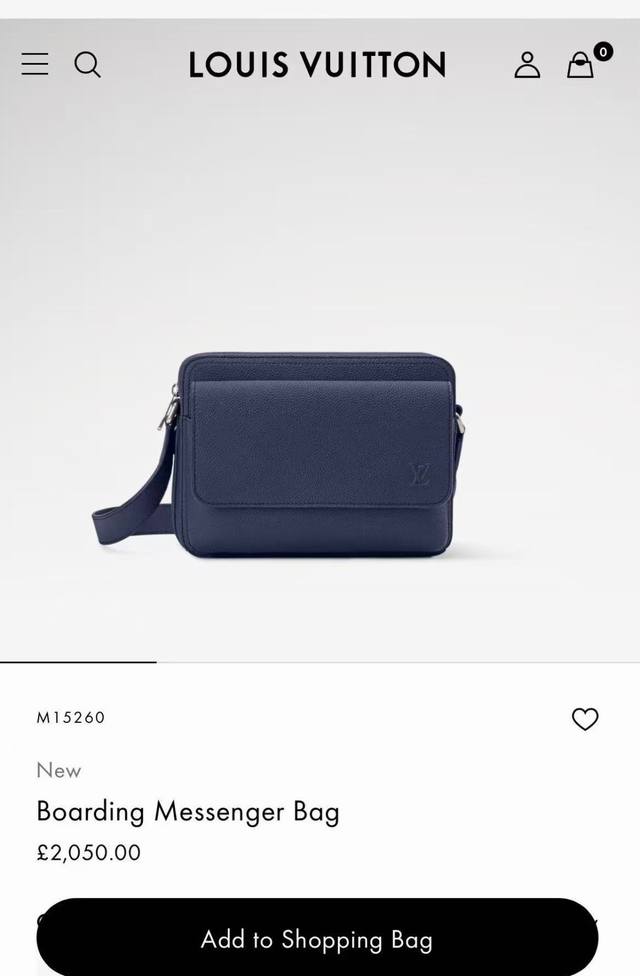 163C01 Chip Top Grain Cowhide M15260 Dark Blue M15265 Black Boarding Messenger B