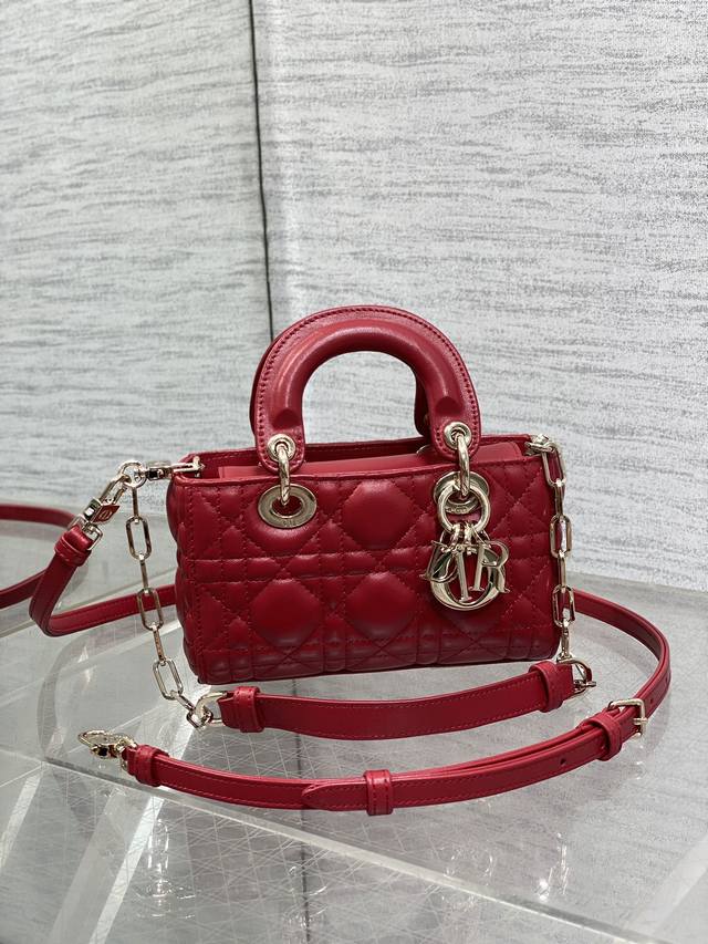 Authentic Mini Cherry Red In Stock D-Joy Bag Lambskin Style: Fashion truly is c