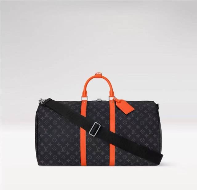M15253 Black Floral Orange Red 55cm 163C01 The Keepall 55 travel bag is crafted
