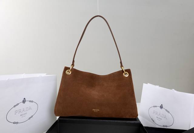 Genuine Suede Leather Description: Etude Large Suede Leather Tote/Shoulder Bag