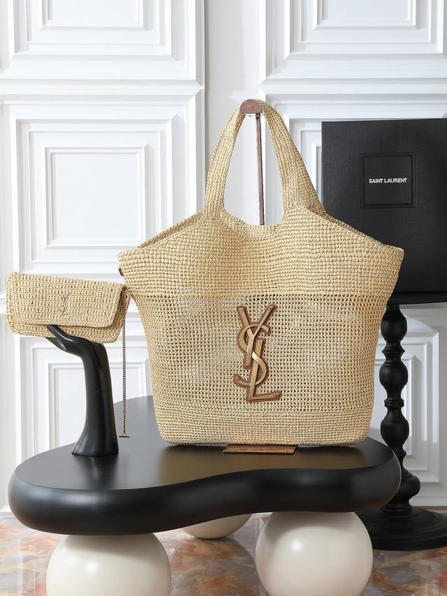 Original Factory Leather Price Adjustment Woven Raffia Gold Icare_Woven Shopping