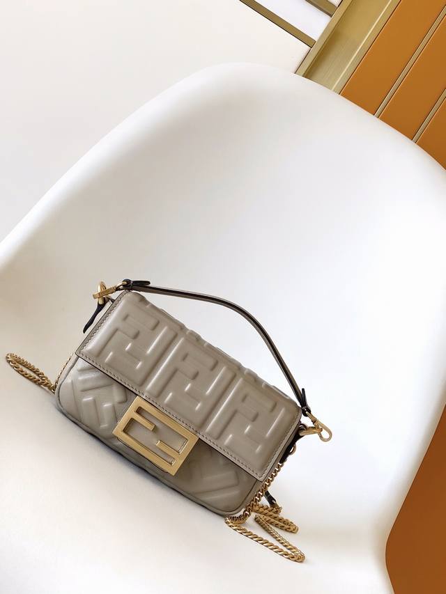 Fend Baguette Small Crossbody Bag. Made of imported 3D textured lambskin, featur