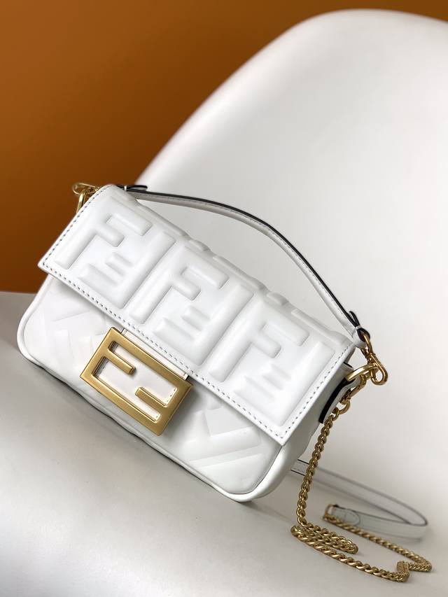 Fend Baguette Small Crossbody Bag is made of imported 3D textured lambskin leath