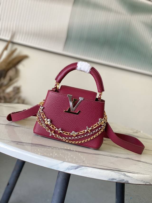 Factory Price p Premium Original Leather M27034 M48865 Burgundy Mini Capucines