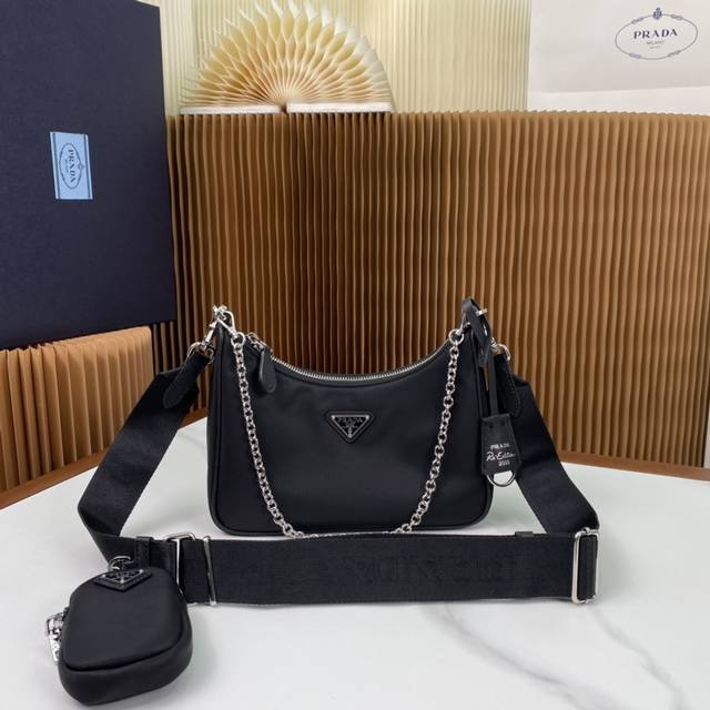 Solid studded top-quality original Prada Nylon Hobo handbag/underarm bag. The Ho