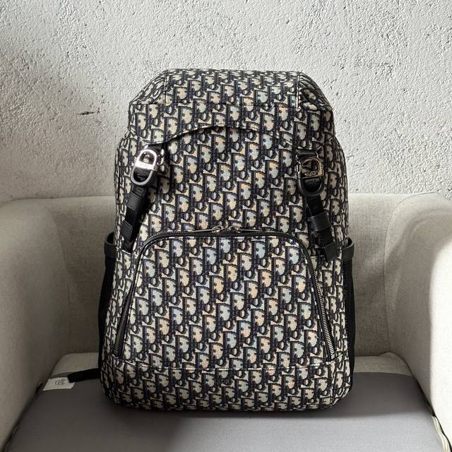 Dior 8 Backpack Beige and Black Oblique Print with Flap Size 31-50-18 Model 2008