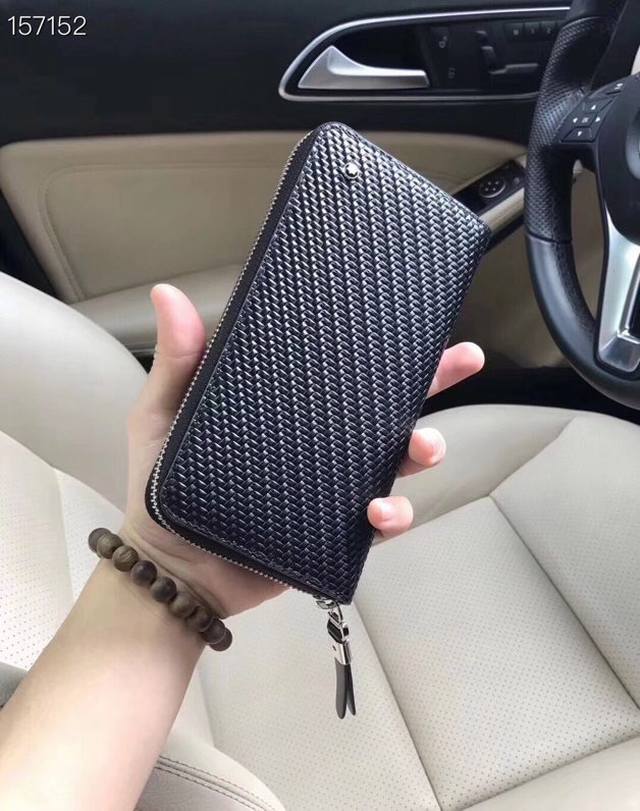 Original small zippered wallet, black, genuine product, YKK zipper pull, genuin