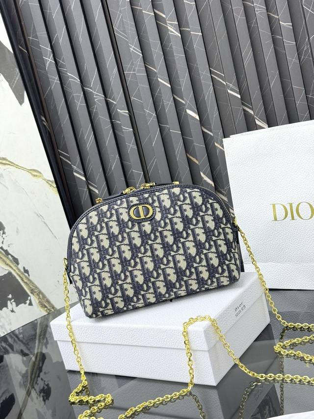 This bag features Dior's iconic blue Oblique print. It has two chic zip-top com
