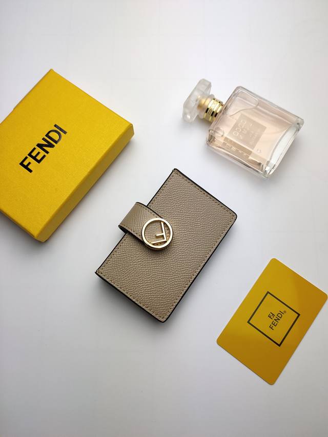 Fendi Flat Card Holder with a central compartment and five card slots. New Fend