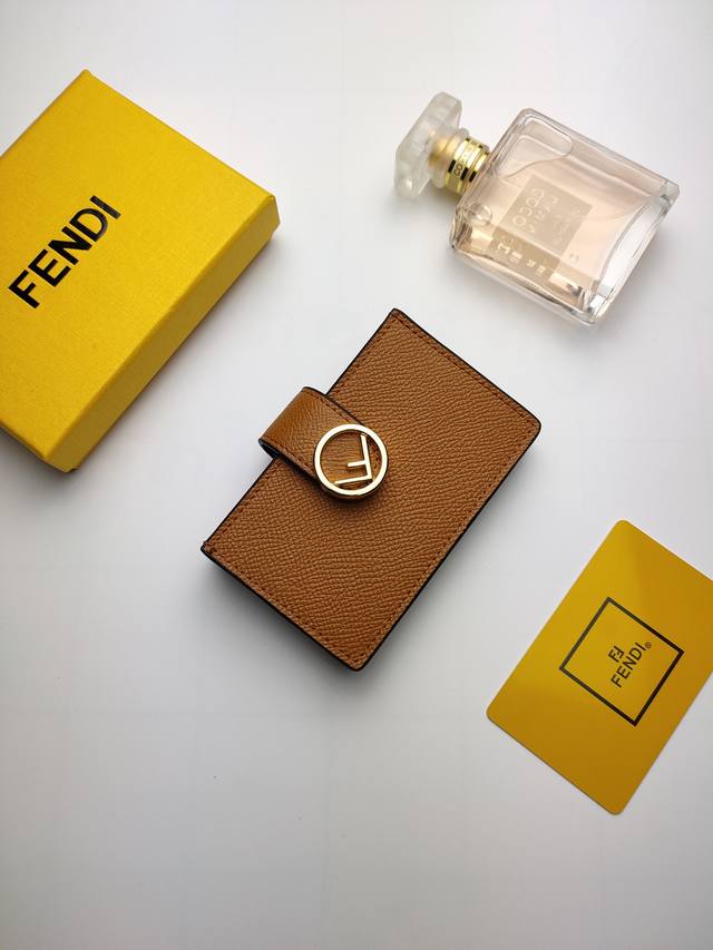 Fendi Flat Card Holder with a central compartment and five card slots. New Fend