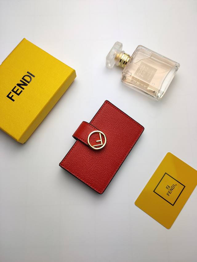 Fendi Flat Card Holder with a central compartment and five card slots. New Fend