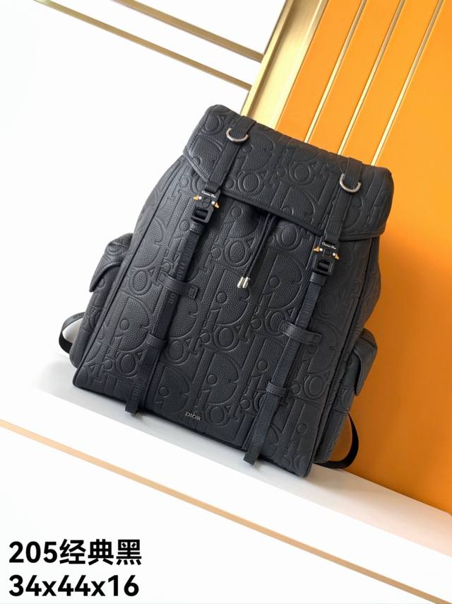 Backpack, 205 Black Full Leather. This is the latest Dior saddle backpack from