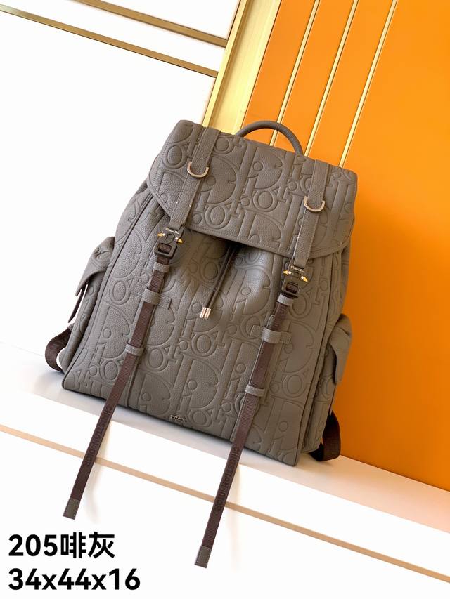 Backpack, 205 Brown Grey Full Leather. This is the latest Dior saddle backpack
