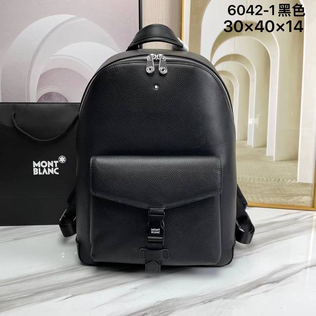Backpack Model: 6042-1# Top-quality original Montblanc Italian natural calfskin