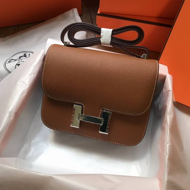 Factory price p, comes with gift box, Constance leather, 19cm, imported Epsom l