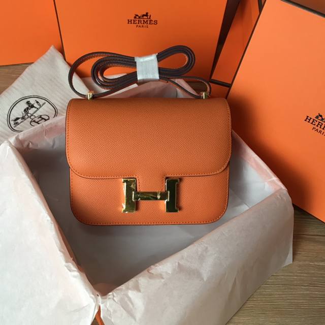 Factory price p Comes with gift box, Constance leather, 19cm, imported Epsom le