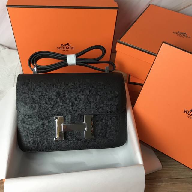 Comes with a gift box, Constance 23cm, imported Epsom leather with gold and sil